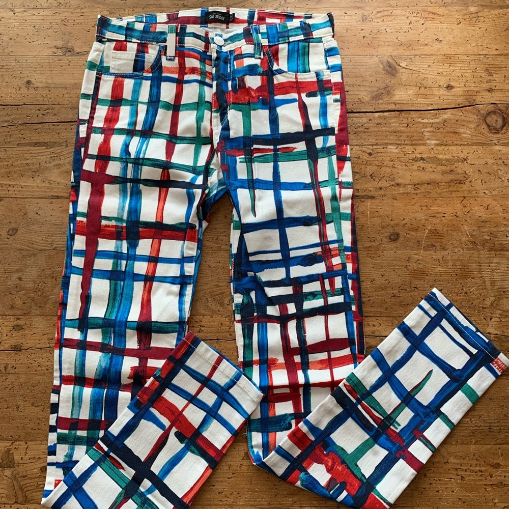 Kate Spade Saturday painted plaid skinny Jean